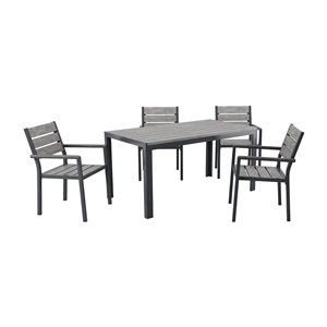 CorLiving Gallant Grey Aluminum 5-Piece Outdoor Dining Set with Rectangular Table