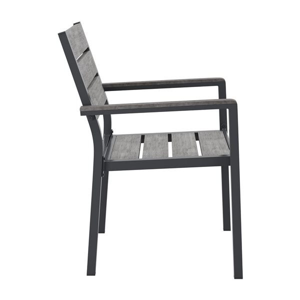 CorLiving Gallant Set of 2 Grey Aluminum Frame Patio Dining Chairs