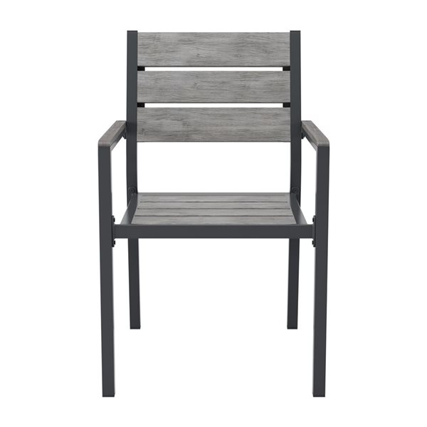 CorLiving Gallant Set of 2 Grey Aluminum Frame Patio Dining Chairs