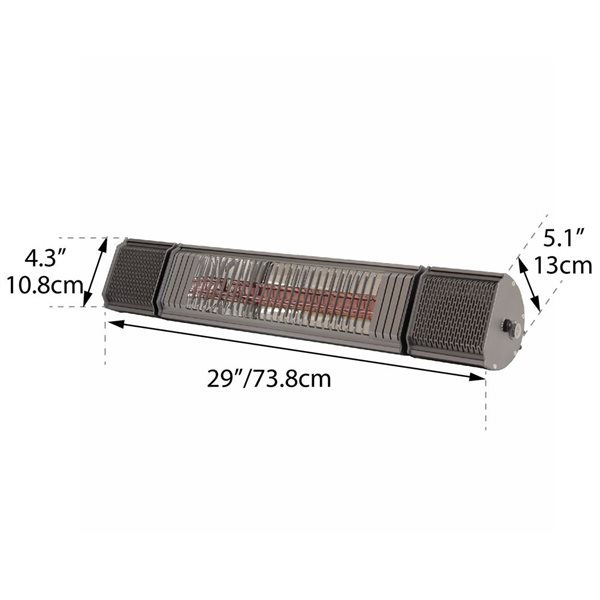 Radiateur électrique Paramount intelligent 29 po 1500 BTU gris acier avec haut-parleurs Bluetooth