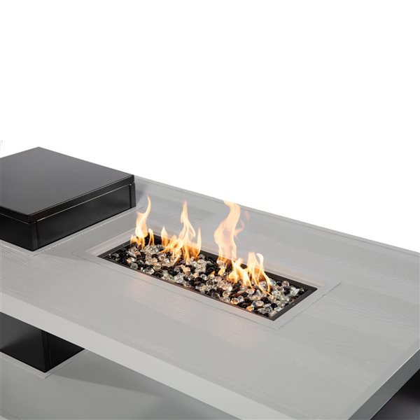 Paramount Dray 32.36-in x 48.11-in 45,000 BTU Black and Grey Aluminum Convertible Fire Table