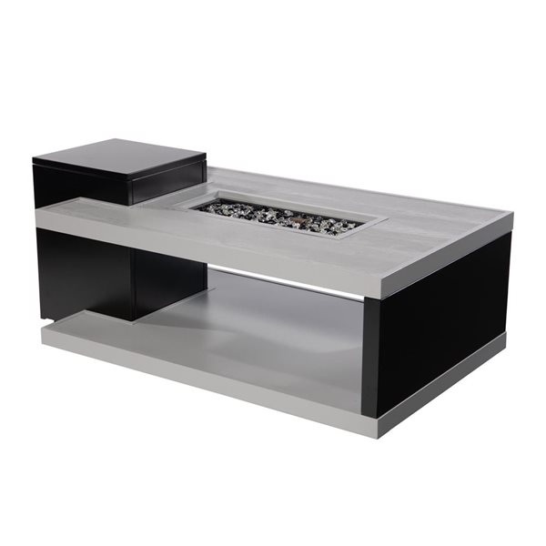 Paramount Dray 32.36-in x 48.11-in 45,000 BTU Black and Grey Aluminum Convertible Fire Table