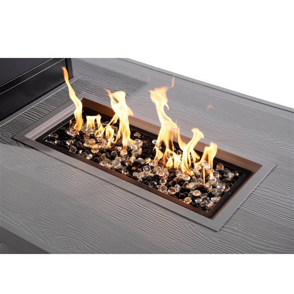 Paramount Dray Aluminum Convertible Fire Table, Rectangular, Black and Grey