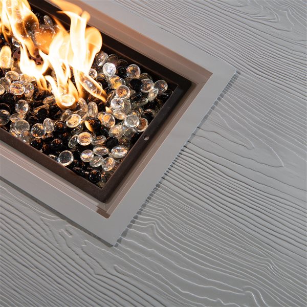 Paramount Dray Aluminum Convertible Fire Table, Rectangular, Black and Grey