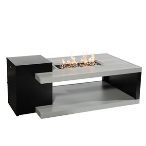 Paramount Dray 32.36-in x 48.11-in 45,000 BTU Black and Grey Aluminum Convertible Fire Table