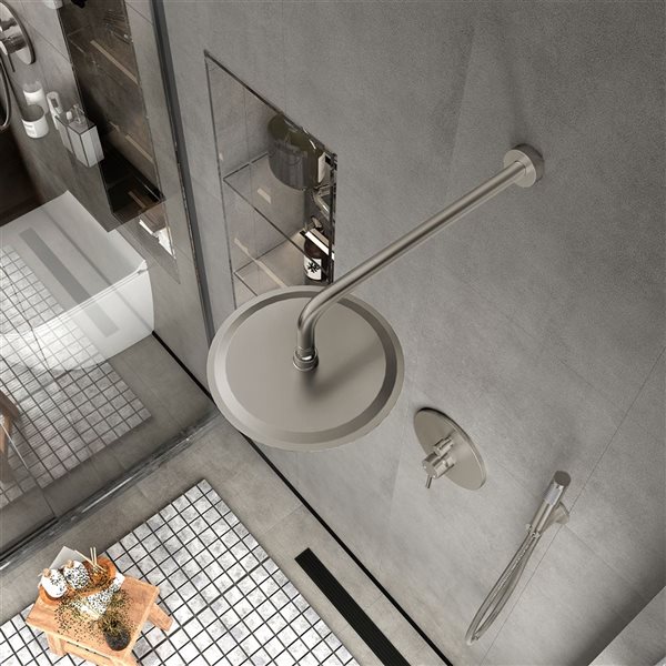 Clihome 10-in 2-Function Wall Mount Nickel Round Shower Set