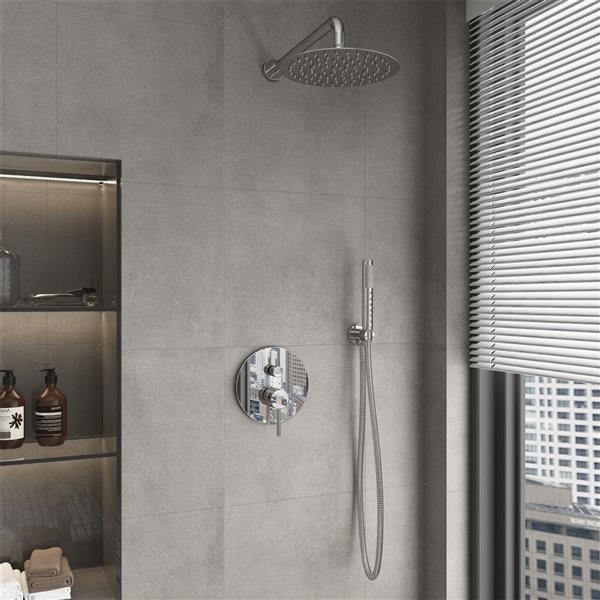 Clihome 10-in 2-Function Wall Mount Chrome Round Shower Set