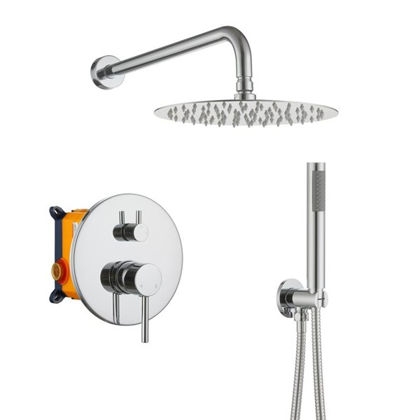 Clihome 10-in 2-Function Wall Mount Chrome Round Shower Set