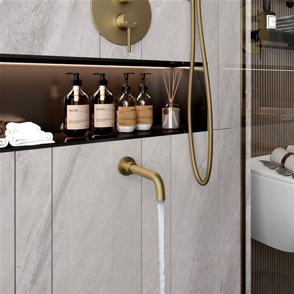 Clihome 10-in 3-Function Wall Mount Brusehd Gold Round Shower Set