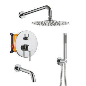 Clihome 10-in 3-Function Wall Mount Chrome Round Shower Set