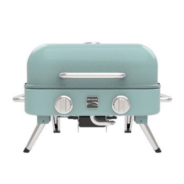 Kenmore 2 Burner 14,000 BTU Turquoise Retro Tabletop Propane Gas Grill