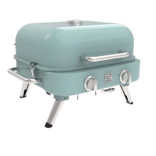 Kenmore 2 Burner 14,000 BTU Turquoise Retro Tabletop Propane Gas Grill