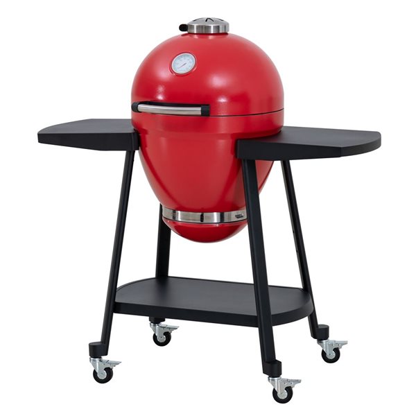 Sunjoy 20-in Red Egg-Shaped Outdoor Charcoal Grill with Pizza Stone