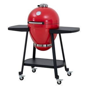 Sunjoy 20-in Red Egg-shaped Grill with Pizza Plate