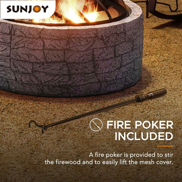 Sunjoy 26-in dia Misty Blue Clay Round Wood-Bruning Outdoor Fire Pit