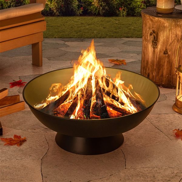 Sunjoy 22-in Black Steel Round Wood-Burning Fire Pit