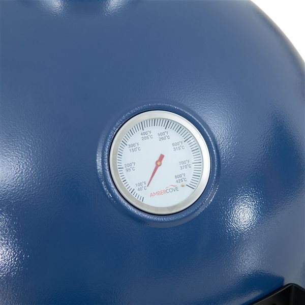 Sunjoy 20-in Navy Blue Egg-Shaped Outdoor Charcoal Grill with Pizza Stone