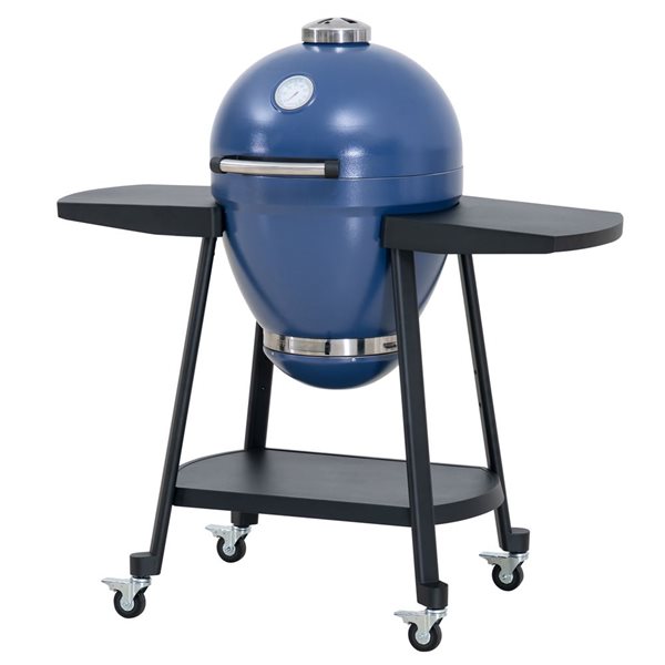 Sunjoy 20-in Navy Blue Egg-Shaped Outdoor Charcoal Grill with Pizza Stone