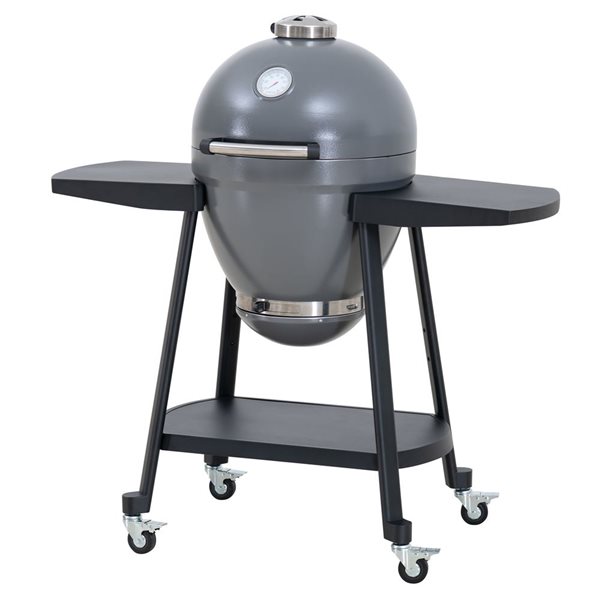 Sunjoy 20-in Grey Egg-Shaped Outdoor Charcoal Grill with Pizza Stone