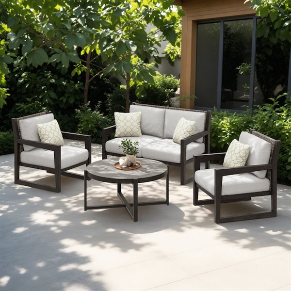 Sirio Guzmania 4-piece Wood Conversation Set - Grey