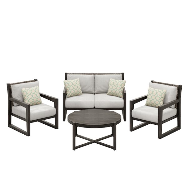 Sirio Guzmania 4-piece Wood Conversation Set - Grey