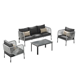 Sirio Hibiscus 4-piece Metal Conversation Set - Grey