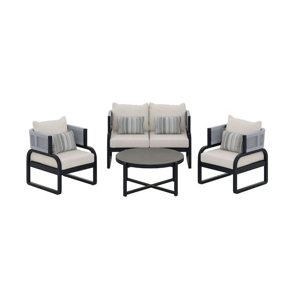 Sirio Mandevilla 4-piece Wood Conversation Set - Off-White