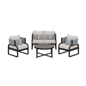 Sirio Mandevilla 4-piece Wood Conversation Set - Off-White