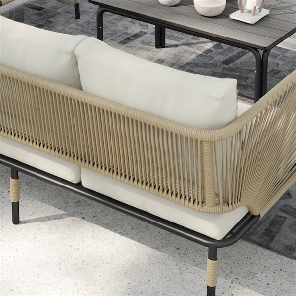 Sirio Hibiscus 4-piece Metal Conversation Set - Off-White Cushions