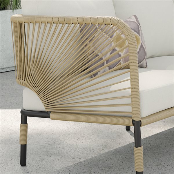 Sirio Hibiscus 4-piece Metal Conversation Set - Off-White Cushions