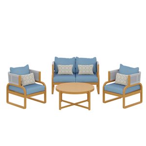 Sirio Mandevilla 4-piece Wood Conversation Set - Blue