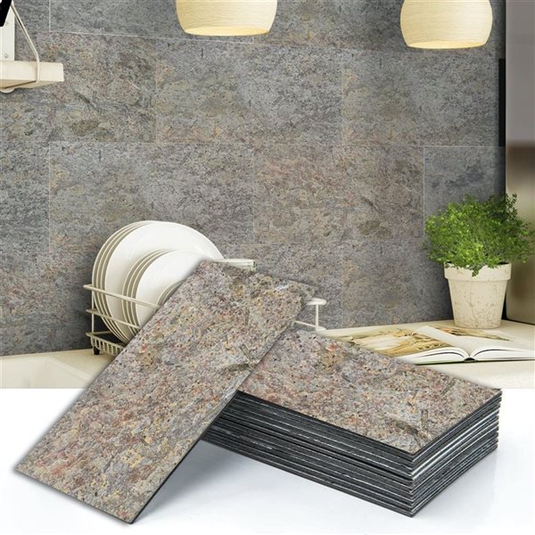 Dundee Deco Falkirk Johnstone Rustic Zinc 2 x 1-ft Peel & Stick Stone Veneer Wall Panel - 1-Pack