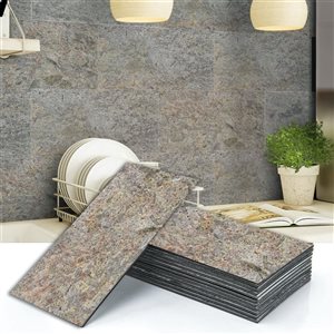 Dundee Deco Falkirk Johnstone Rustic Zinc 2 x 1-ft Peel & Stick Stone Veneer Wall Panels - 10-Pack