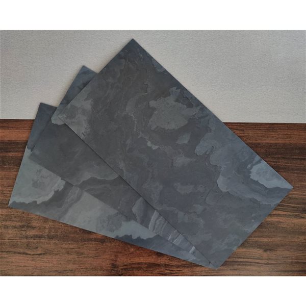 Dundee Deco Falkirk Johnstone Black Steel 2 x 1-ft Peel & Stick Stone Veneer Wall Panels - 5-Pack