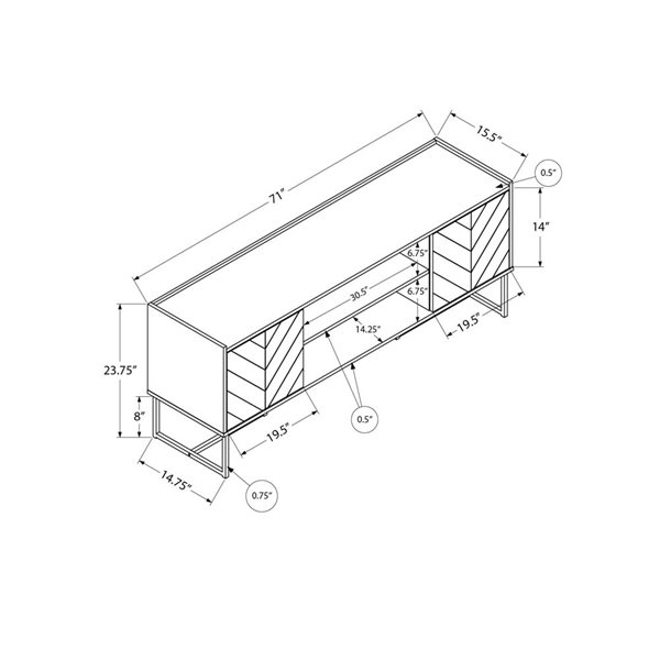 Monarch Specialties 72-in Black Modern TV Stand