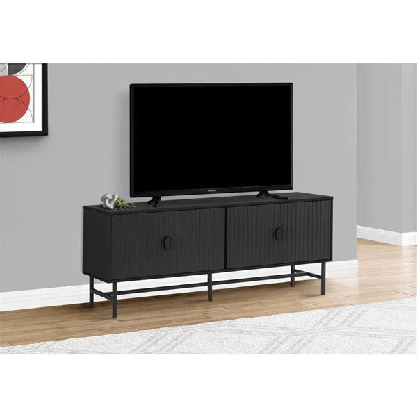 Monarch Specialties 60-in Black Modern TV Stand