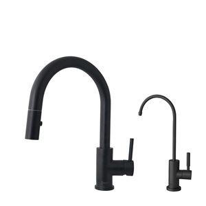 Robinet de cuisine à bec rétractable Stylish noir mat avec robinet d'eau