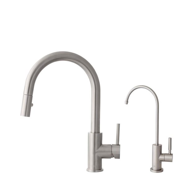 Stylish Brushed Stainless Steel Pull Down Kitchen Faucet with Water Tap