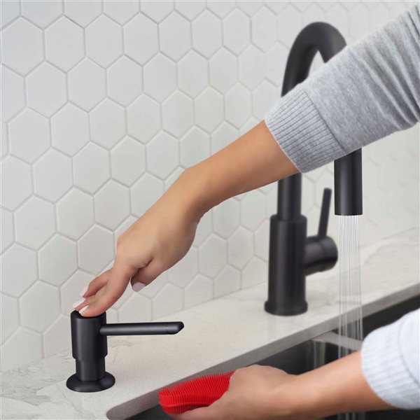 Stylish Matte Black Pull Down Kitchen Faucet with Soap Dispenser