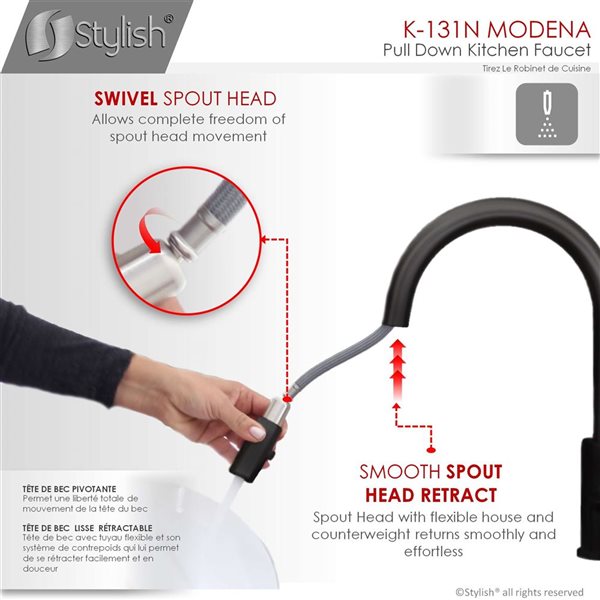 Stylish Matte Black Pull Down Kitchen Faucet with Soap Dispenser