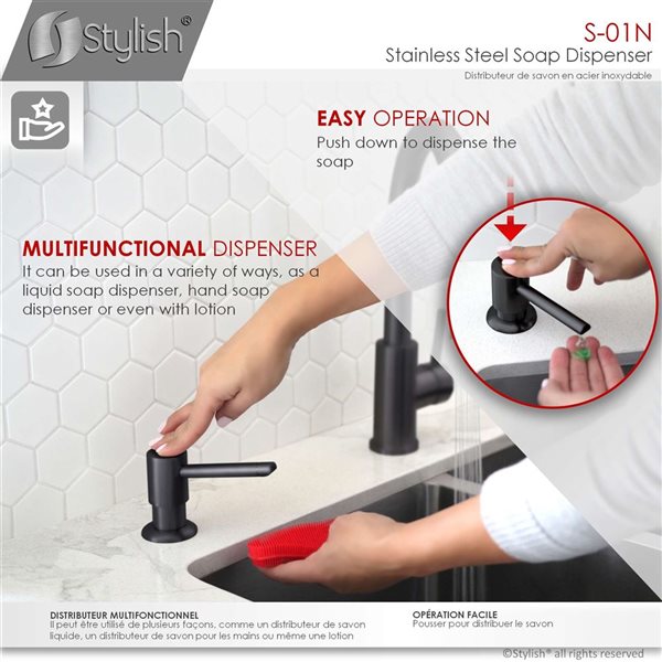 Stylish Matte Black Pull Down Kitchen Faucet with Soap Dispenser