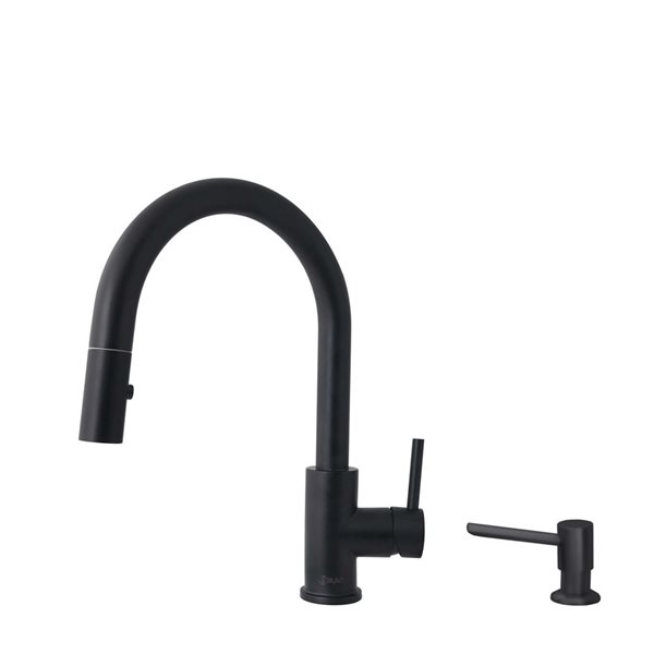 Stylish Matte Black Pull Down Kitchen Faucet with Soap Dispenser