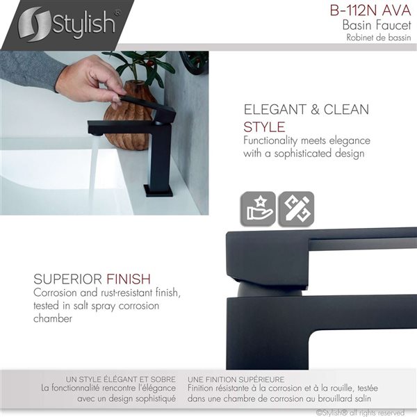 Stylish Single Handle 6 1/2-in Matte Black Bathroom Faucet