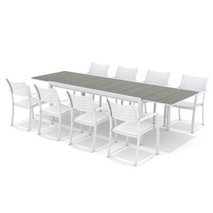 Ensemble de salle à manger d'extérieur Mayor 9 pièces par Scancom North America aluminium blanc et gris