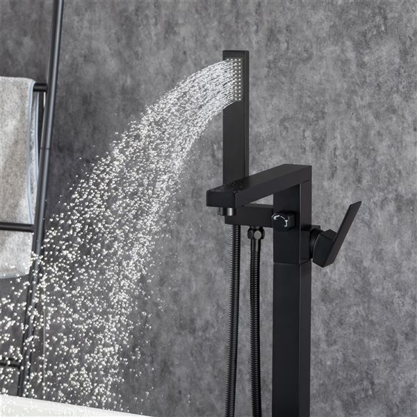 Flynama 2 Handle Matte Black Floor Mounted Tub Faucet