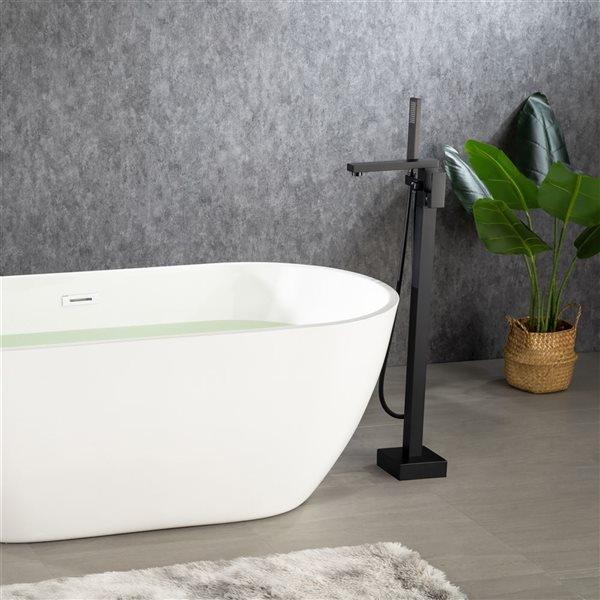 Flynama 2 Handle Matte Black Floor Mounted Tub Faucet