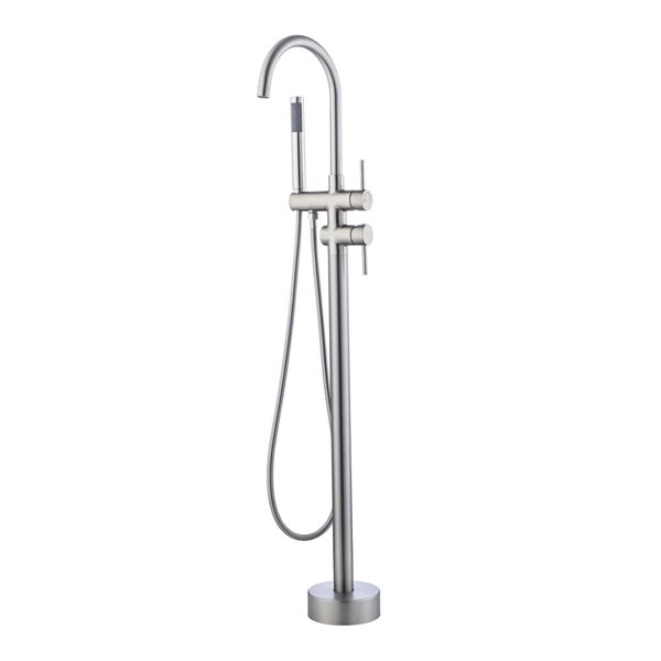 Flynama Brushed Nickel Single Handle Floor Mounted Tub Faucet