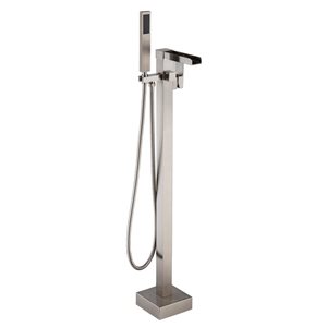 Robinet de baignoire autoportante cascade Flynama nickel brossé avec douche à main