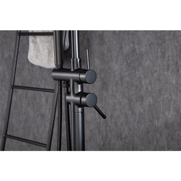 Flynama Matte Black Single Handle Floor Mounted Tub Faucet