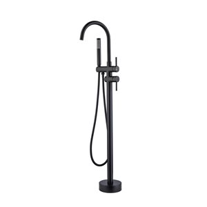 Flynama Matte Black Single Handle Floor Mounted Tub Faucet